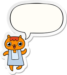 cartoon cat and speech bubble sticker