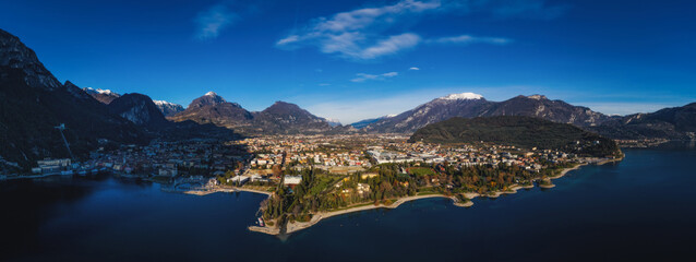 The city of Riva del Garda, situated in the northern part of the largest Italian lake, Lago di...