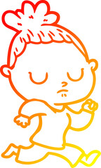 warm gradient line drawing cartoon calm woman