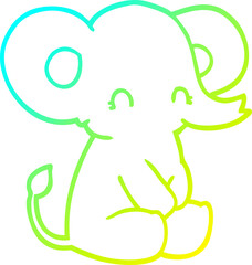 cold gradient line drawing cute cartoon elephant