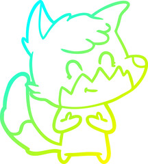 cold gradient line drawing cartoon friendly fox