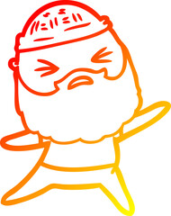 warm gradient line drawing cartoon man with beard