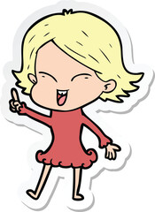 sticker of a happy cartoon girl