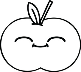 line drawing cartoon red apple