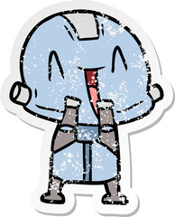 distressed sticker of a cartoon robot
