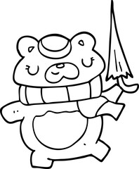 cartoon bear with umbrella