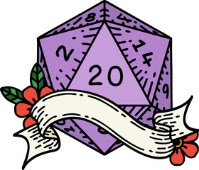 natural twenty D20 dice roll illustration