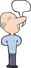 cartoon balding man with speech bubble
