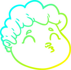 cold gradient line drawing cartoon male face