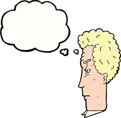cartoon annoyed man with thought bubble