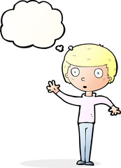 cartoon staring boy with thought bubble