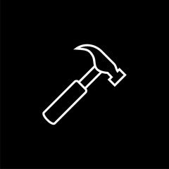 Hammer icon isolated on black background. 