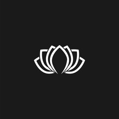 Lotus flower icon  isolated on black 