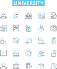 University vector line icons set. College, University, School, Higher-education, Campus, Academic, Institute illustration outline concept symbols and signs