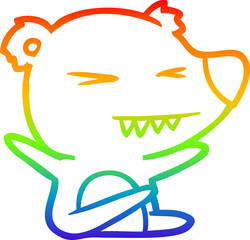 rainbow gradient line drawing angry bear cartoon