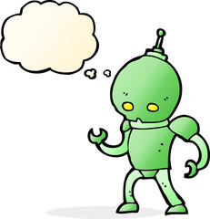 cartoon alien robot with thought bubble