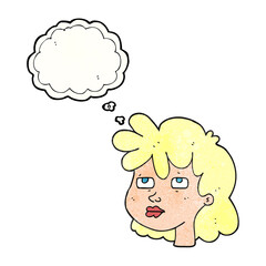 thought bubble textured cartoon female face