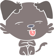 flat color style cartoon dog sticking out tongue