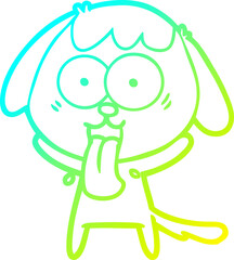 cold gradient line drawing cute cartoon dog