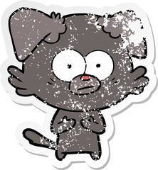 distressed sticker of a nervous dog cartoon