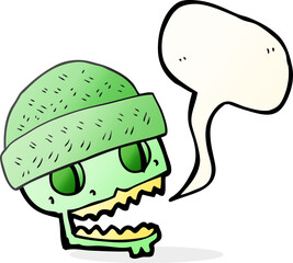 speech bubble cartoon skull wearing hat