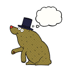 thought bubble cartoon bear in top hat