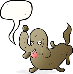 cartoon dog sticking out tongue with speech bubble