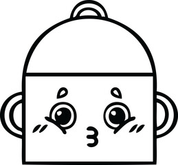line drawing cartoon cooking pot