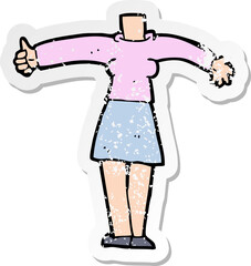 Obraz premium retro distressed sticker of a cartoon female body