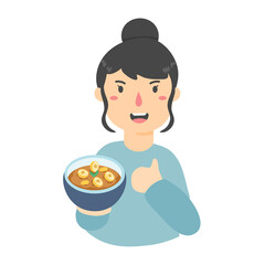 woman selling kolak pisang or takjil for ramadan