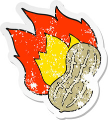 retro distressed sticker of a cartoon cooking peanut