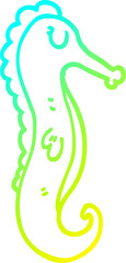 cold gradient line drawing cartoon sea horse