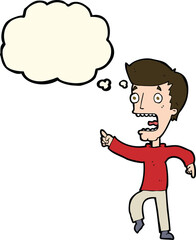 cartoon terrified man with thought bubble