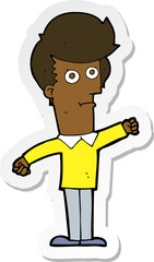sticker of a cartoon man punching