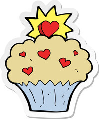 sticker of a cartoon love heart cupcake
