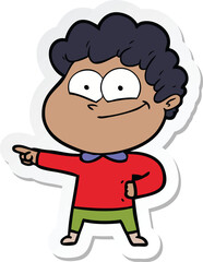 sticker of a cartoon happy man