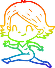 rainbow gradient line drawing cartoon friendly girl