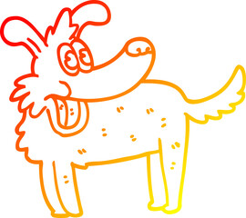 warm gradient line drawing cartoon happy dog