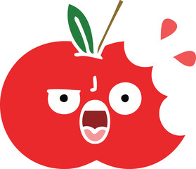flat color retro cartoon red apple
