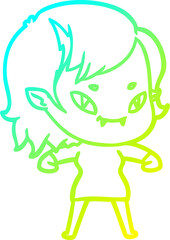 cold gradient line drawing cartoon friendly vampire girl