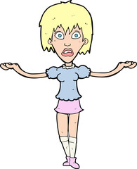 cartoon woman shrugging shoulders
