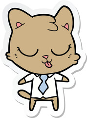 sticker of a cartoon business cat