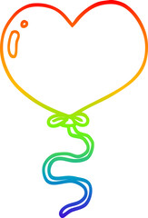 rainbow gradient line drawing cartoon love heart balloon