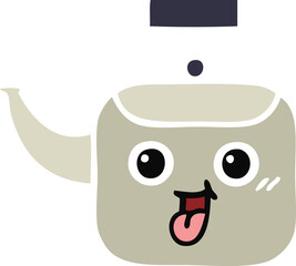 flat color retro cartoon kettle