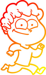 warm gradient line drawing cartoon happy man