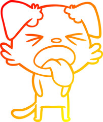 warm gradient line drawing cartoon disgusted dog