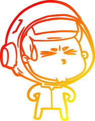warm gradient line drawing cartoon stressed astronaut