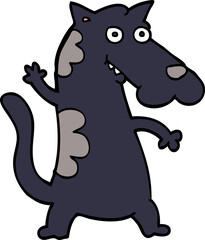 cartoon doodle dog waving