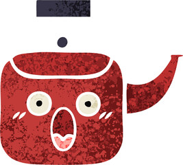 retro illustration style cartoon kettle