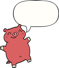 cartoon pig and speech bubble